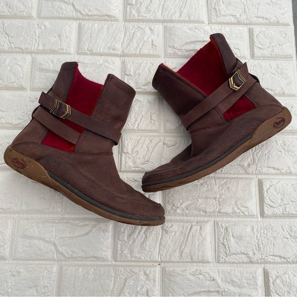 Chaco Hopi Casual Waterproof Leather Boots Brick Red Women's sz 9 - Picture 1 of 7